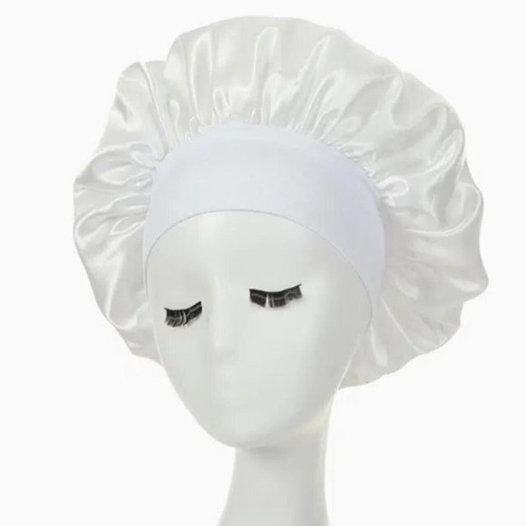 Women Satiny Bonnets for Sleeping White Band - Picture 1 of 1